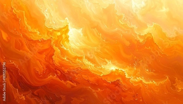 Fototapeta Abstract Orange Cloudscape - A Fiery Dreamscape of Light and Color.