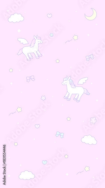 Fototapeta 16:9 ファンシードリームホースのピンクソーダポップ壁紙♪