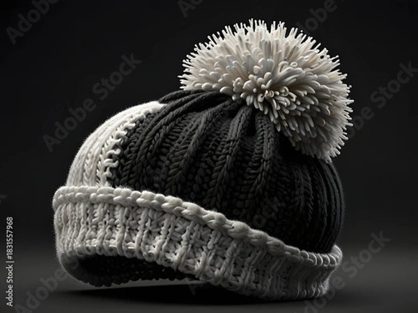 Obraz Black and white wool hat