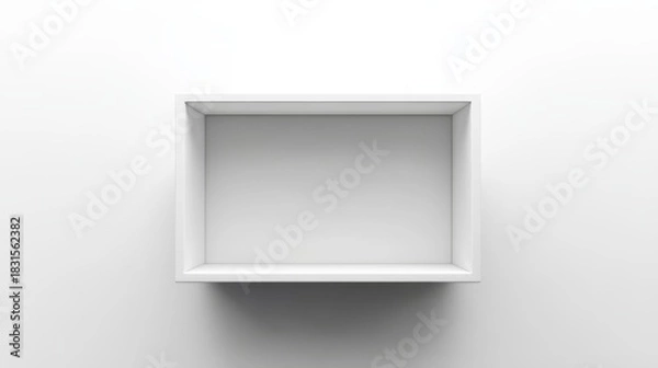 Fototapeta A plain, white rectangular box is shown from above.
