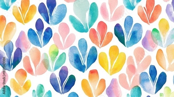 Fototapeta A repeating pattern of colorful watercolor washes.  Perfect for a background.
