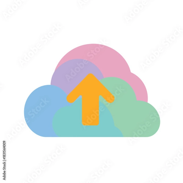 Fototapeta Flat design icon of a cloud with an upward arrow