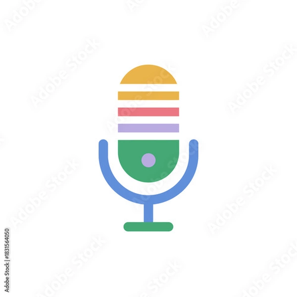 Fototapeta Flat design icon of a microphone for voice note