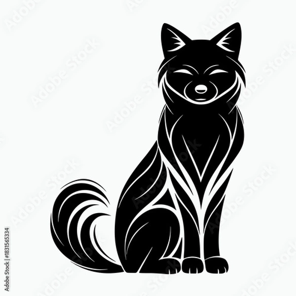 Fototapeta Shiba Inu in a stylized design with a happy expression on a white background