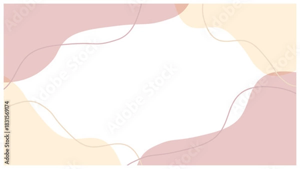 Obraz パステルな手描きのかわいい流体シェイプ背景 (パステルブラウン ベージュ くすみカラー )	
