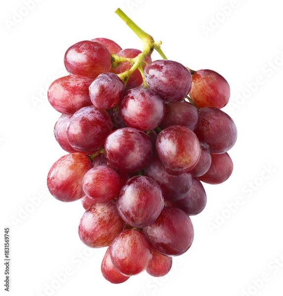 Fototapeta red grapes bunch isolated on white background.