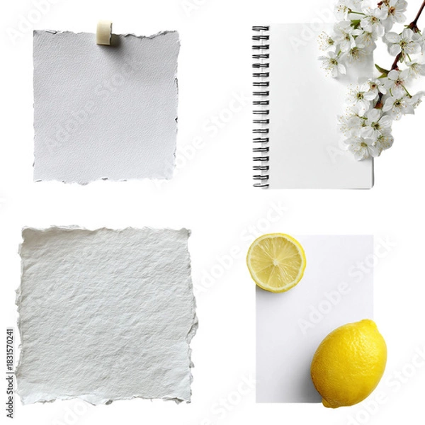 Obraz note khata white fresh isolated on with white background