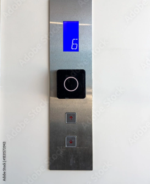 Obraz Modern Minimalist Elevator Control Panel with Digital Display and Touch Features