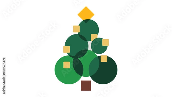 Obraz Geometric Christmas Tree: An abstract and modern representation of a Christmas tree, constructed from simple geometric shapes. It is a symbol of holiday cheer and celebration.
