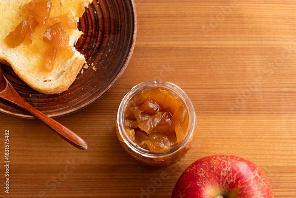 Obraz 手作りのりんごジャムとリンゴとパン