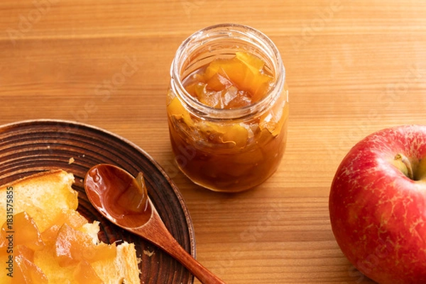 Obraz 手作りのりんごジャムとリンゴとパン