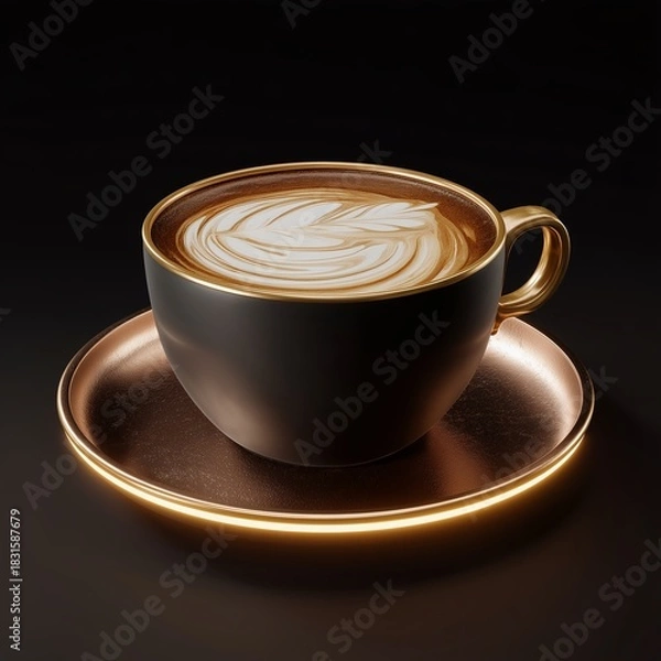 Obraz Aesthetic Coffee Ritual: A meticulously crafted cup of coffee, presented on an elegant coaster, radiates an atmosphere of warmth and sophistication, a perfect indulgence.