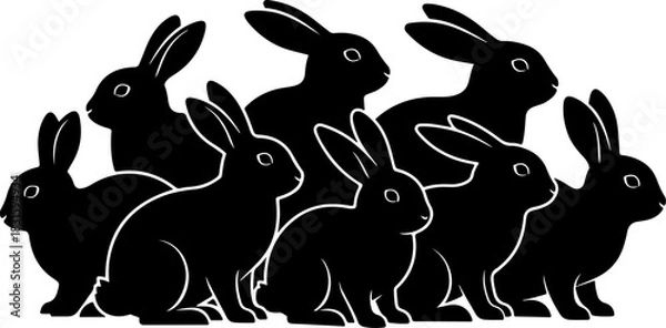 Obraz Rabbit Silhouette Bundle – Cute Bunny Vector Set