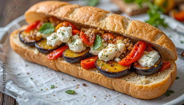 Obraz Vegetable and cheese sandwich