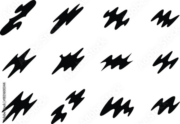 Fototapeta Scribble abstract black and white shapes