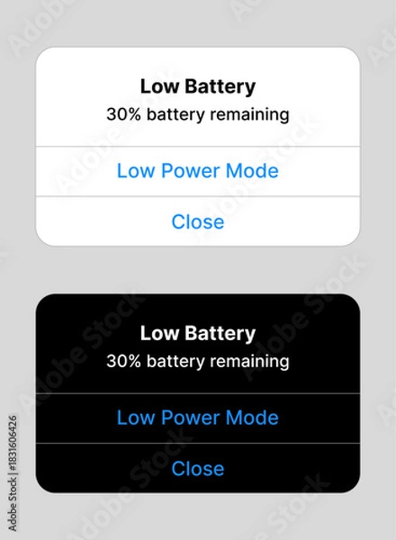 Obraz Low battery notification interface vector design template editorial.