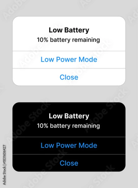 Obraz Low battery notification interface vector design template editorial.