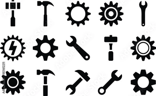 Fototapeta Tool and gear icon set
