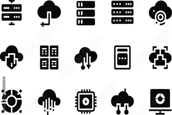 Fototapeta Cloud technology server icons
