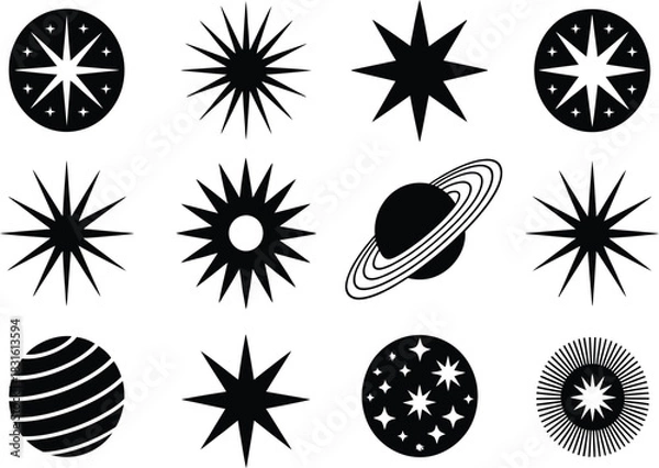 Fototapeta Star and celestial vector icons
