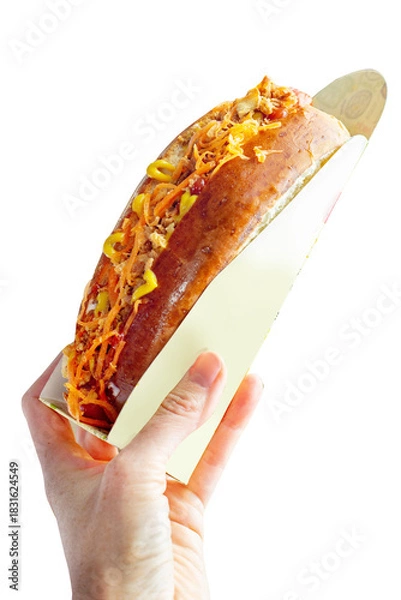 Obraz Hot Dog with onion crispy