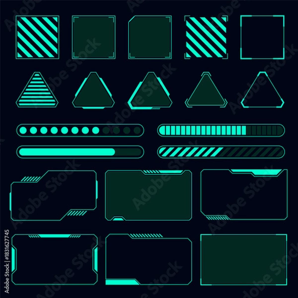 Fototapeta HUD elements, future technology elements, high tech design, digital buttons, UI interface