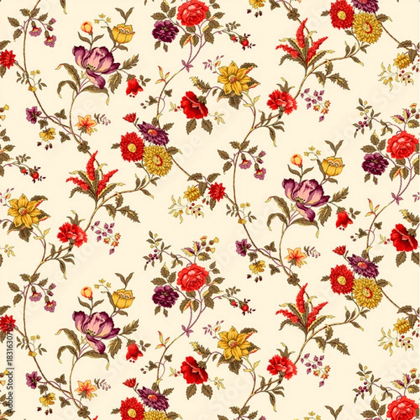Obraz seamless pattern with red flowers