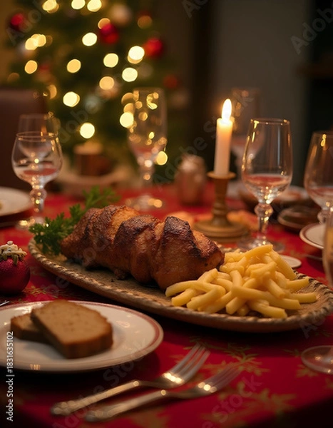 Fototapeta christmas dinner table