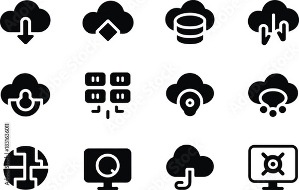 Fototapeta Cloud computing technology icons