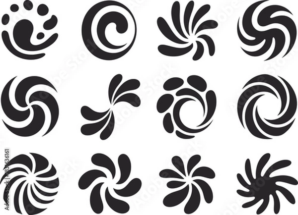 Fototapeta Spiral abstract shapes set