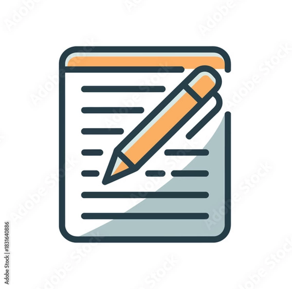 Obraz A pen is writing on a lined notepad, representing education and writing.