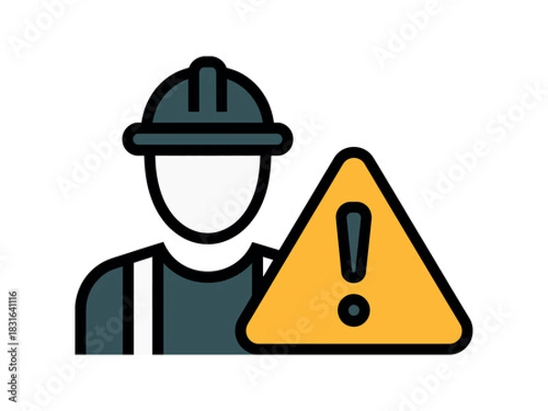Obraz A construction worker symbol is next to a warning sign.