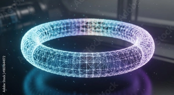 Fototapeta Mesmerizing futuristic light ring digital technology concept