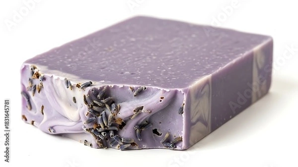 Fototapeta Handmade lavender soap bar with natural ingredients and fragrant floral essence for aromatherapy and relaxing skincare