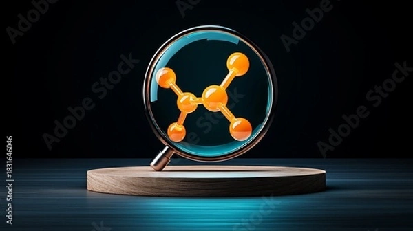 Fototapeta magnifying glass focus microscope concept Magnifying glass focusing on a molecular structure.