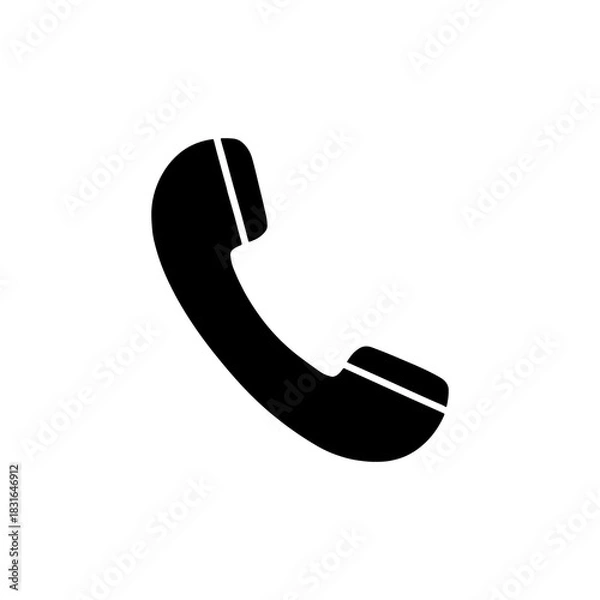 Obraz Solid Black Telephone Handset Silhouette Icon Vector