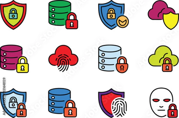 Fototapeta Collection of security and data protection icons privacy