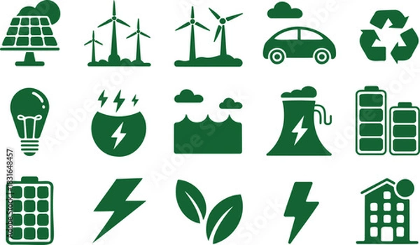 Fototapeta Green Energy and Renewable Resources Icons Set