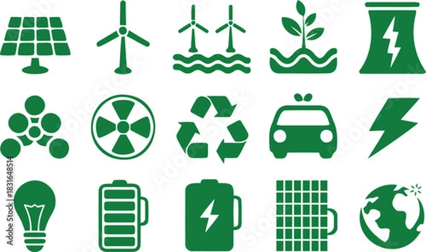 Fototapeta Green Icons Representing Renewable Energy and Environmental Concepts