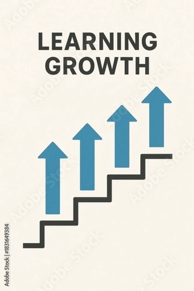 Fototapeta Learning and growth concept with upward arrows and staircase illustration
