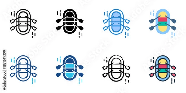 Obraz Rafting icon set multiple style vector collection. Editable Stroke 
