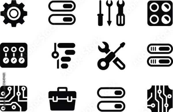 Fototapeta Technical Tools and Settings Icons