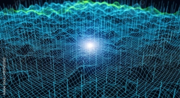 Obraz Futuristic Digital Landscape with Radiant Core Light