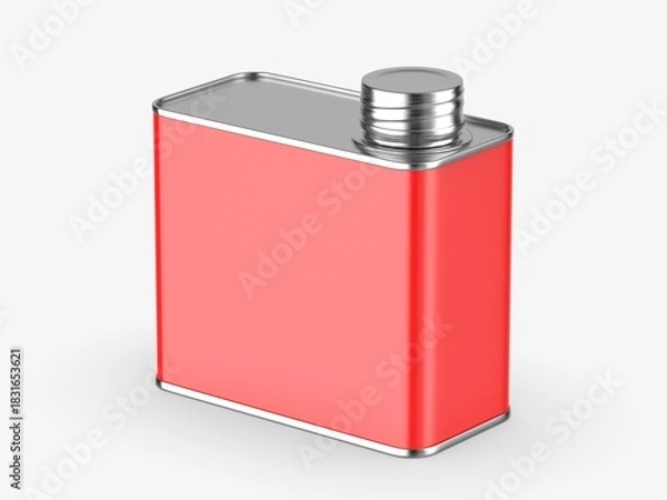 Fototapeta Metal tin oil can with metal cap for branding and blank 
mock up 3d illustration.