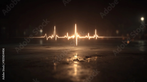 Obraz Heartbeat Projection with Golden Rim Light