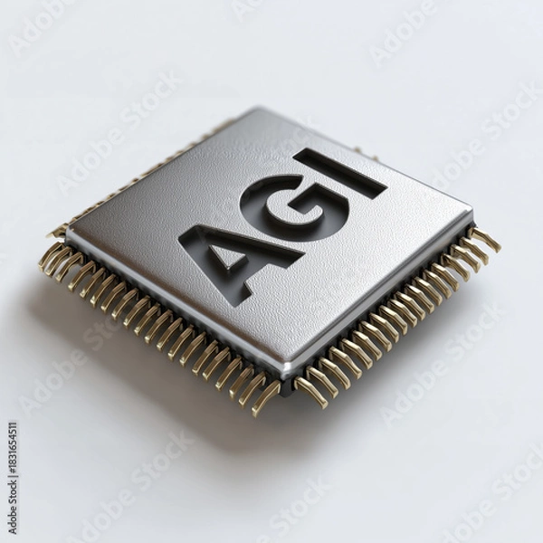 Obraz Studio Product Shot of Engraved AGI Processor Chip with Subtle Shadow