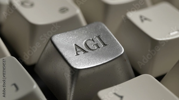 Obraz Macro Vintage Keycap Engraved AGI Under Soft Studio Light