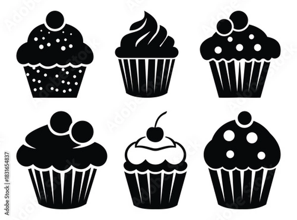 Fototapeta  Cakes, Cupcakes, Donuts, Cookies, Macarons and Party Treats Vector