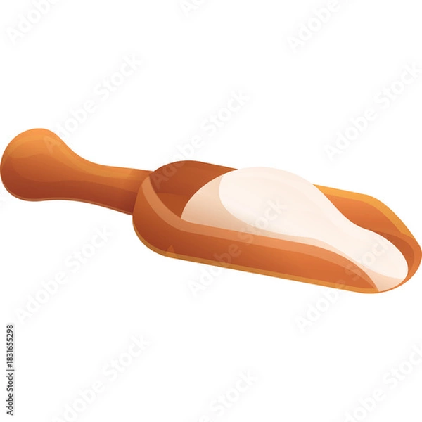 Fototapeta Wooden Scoop Filled With White Powdered Substance Isolated On Transparent Background