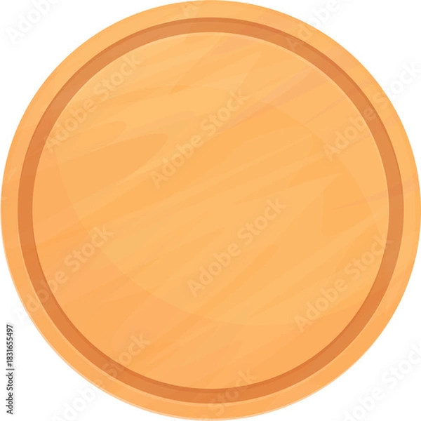 Fototapeta Wooden Round Circle Plaque With Light Wood Grain Texture And Orange Border Isolated On Transparent Background
